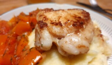 Filet de plie pané et compoté de poivron