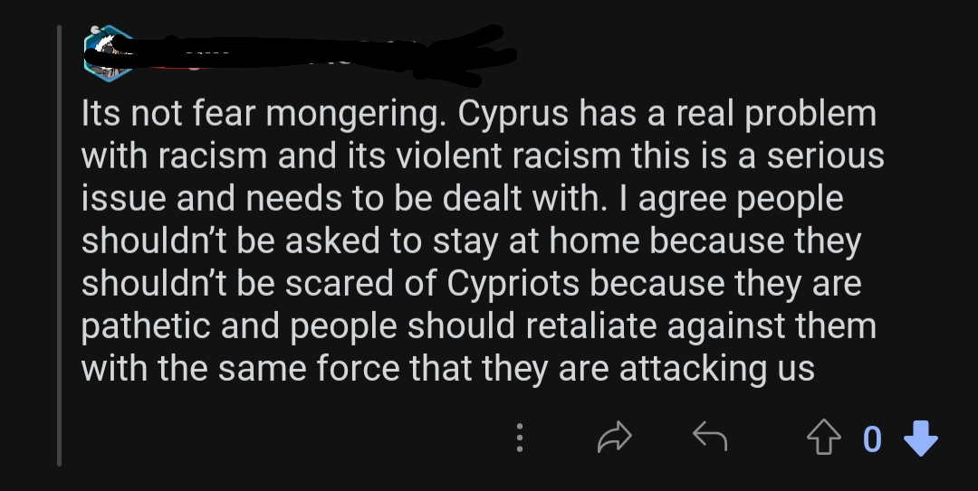 Now we got cypriots (born and raised in south africa) calling cypriots pathetic, implying they have been victims of racism and attacked. If you check, you can see that most of these accounts pushing these agendas are made in 2023. To all the normal people here:do not fall for this divide and conquer