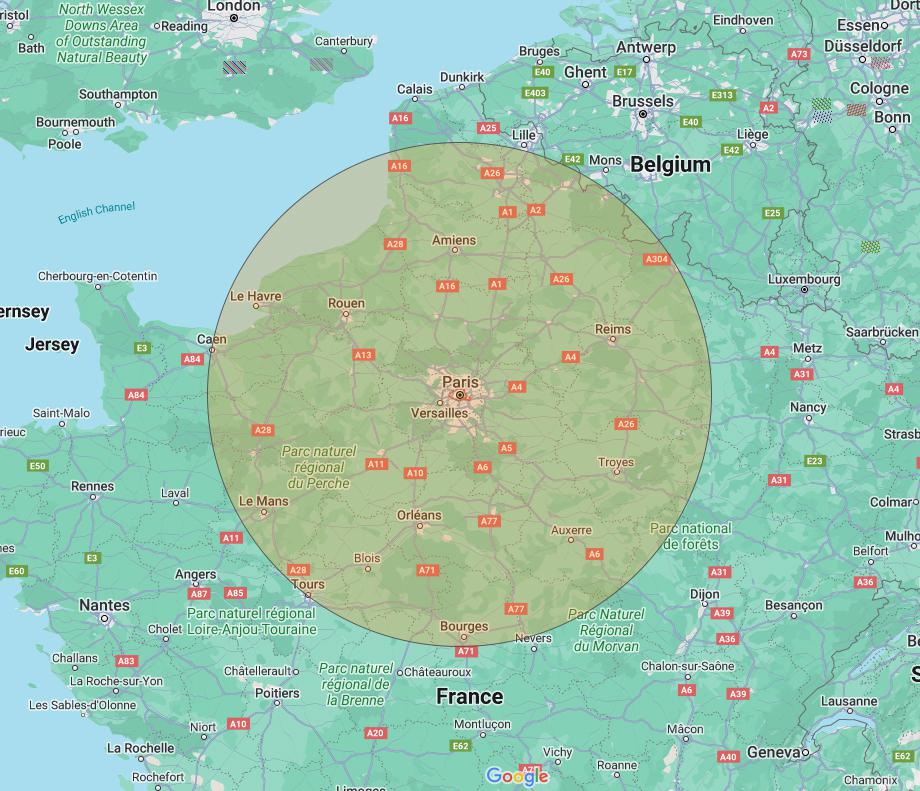 Représentation centrée sur Paris des 17.4 million d'hectares de forêt qui ont brûlés au Canada cet été - Merci encore aux pompiers Français et d'autres pays pour leur aide indispensable.