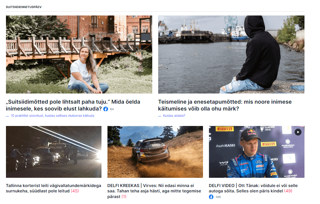 Palun öelge mulle, et Delfi ei pannud ralliuudiseid meelega suitsiiditeema plokki
