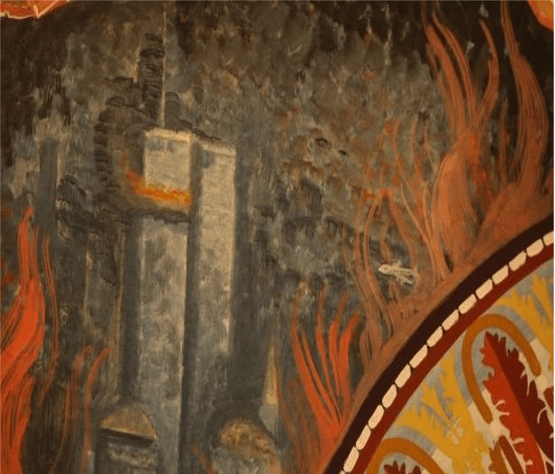 Orthodox mural depicting 9/11, Timișoara, Romania