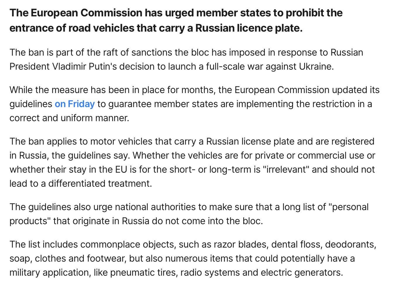 Sanctions that will give Russians a pain in the ass