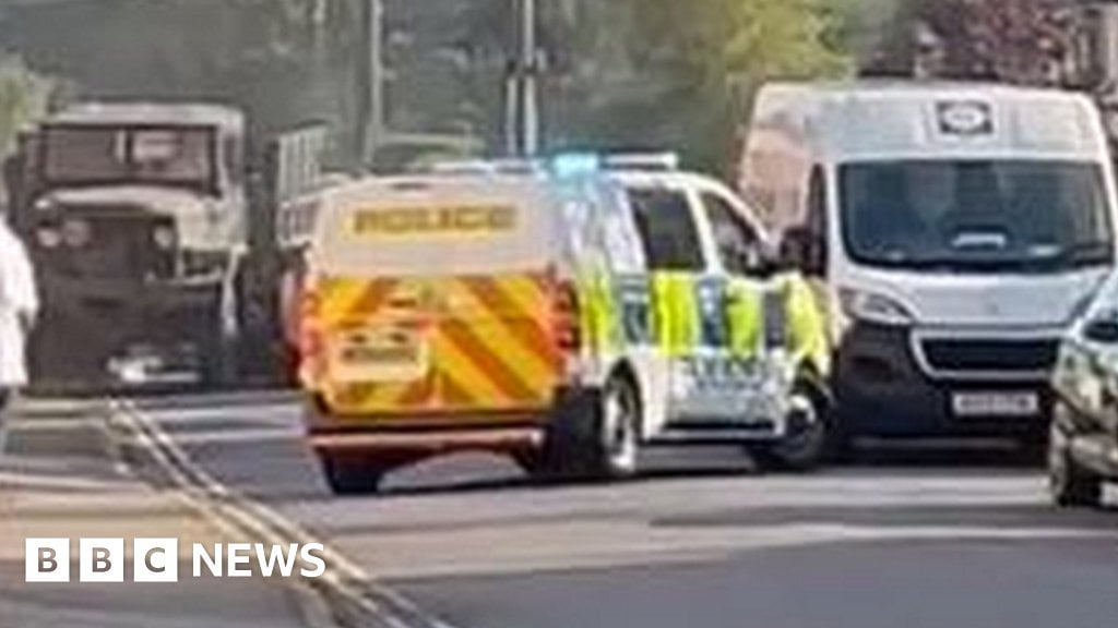 Military truck driven through police road block in Taunton