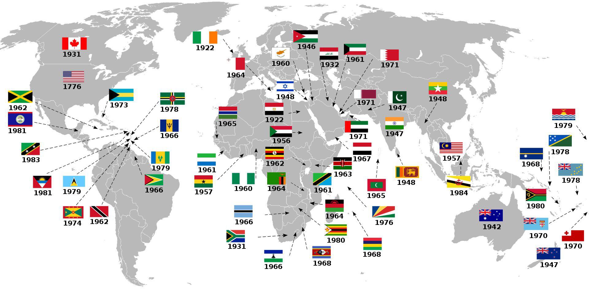 A cool guide of every country that has become independent from the United Kingdom