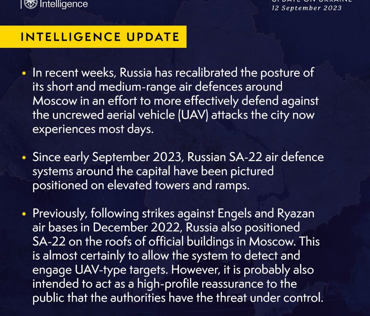 UK Ministry of Defence - daily Ukraine update, 12 September 2023