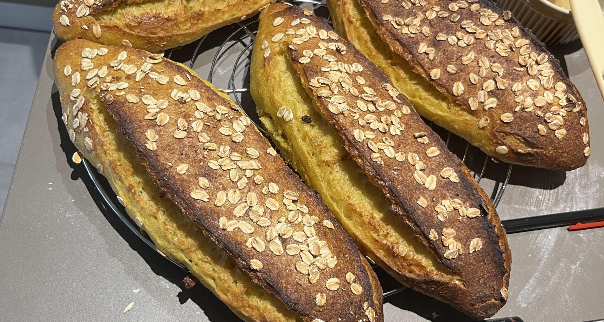 Pains maison avoine, miel et curcuma 🌾🍯