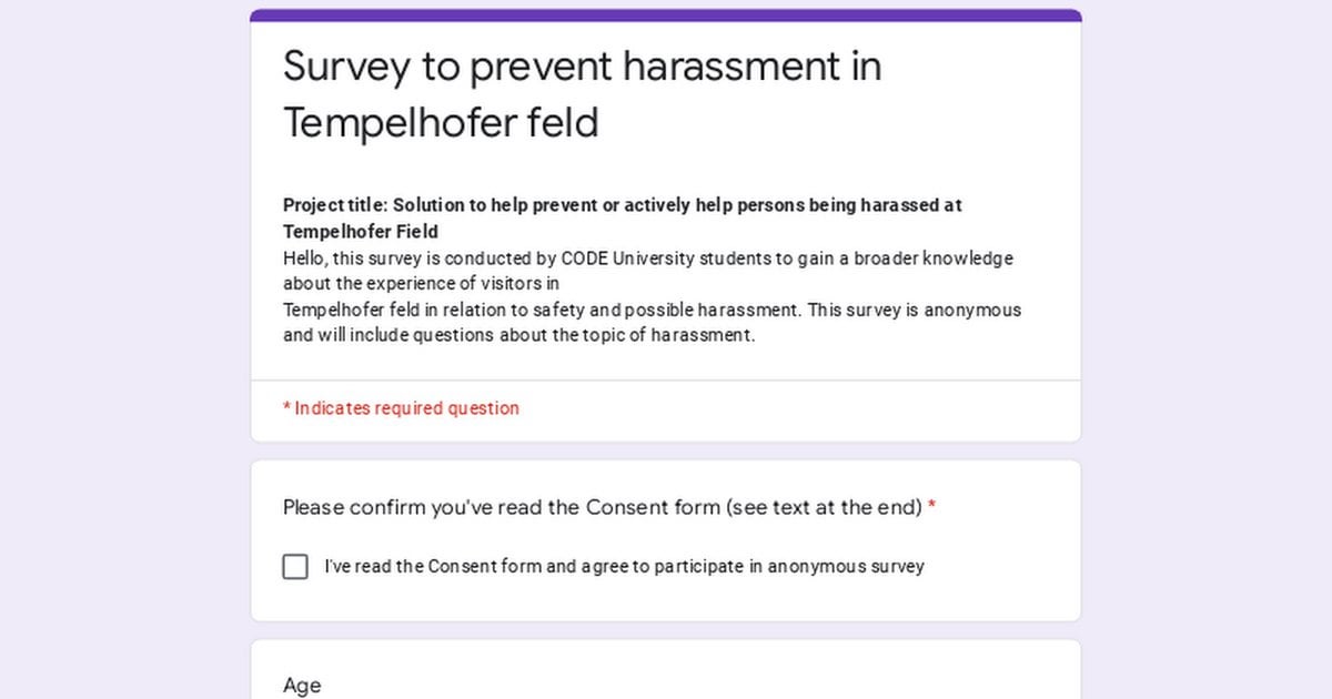 [UNI study] Survey about experience and safety in Tempelhofer Feld / Umfrage zu Erlebnis und Sicherheit im Tempelhofer Feld