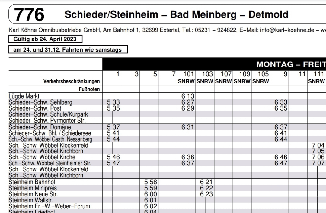 How to read a Linienpläne for the bus?