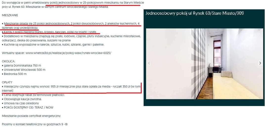 I cyk ~25 tysięcy miesięcznie z jednego mieszkania we wrocławskiej kamienicy przerobionej na izolatki xD