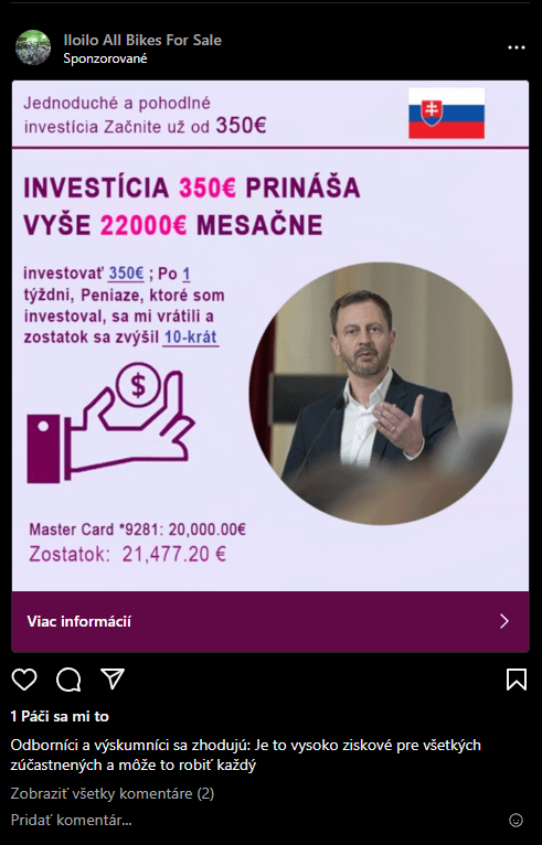 Pri scrollovaní Instagramu som spozoroval túto kvalitnú investičnú ponuku. Myslite, že by som to mal skúsiť? Chlapík na fotke vyzerá dôveryhodne.