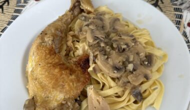Poulet au jus et tagliatelles fraîches pour le fiston ce dimanche 😋