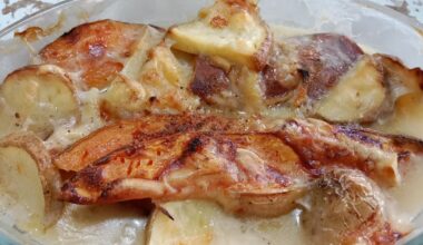 Gratin dauphinois de patate douce, lait de coco, croûte à l'abondance