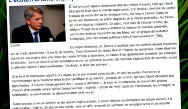 L’écoterrorisme enseigné en école de police