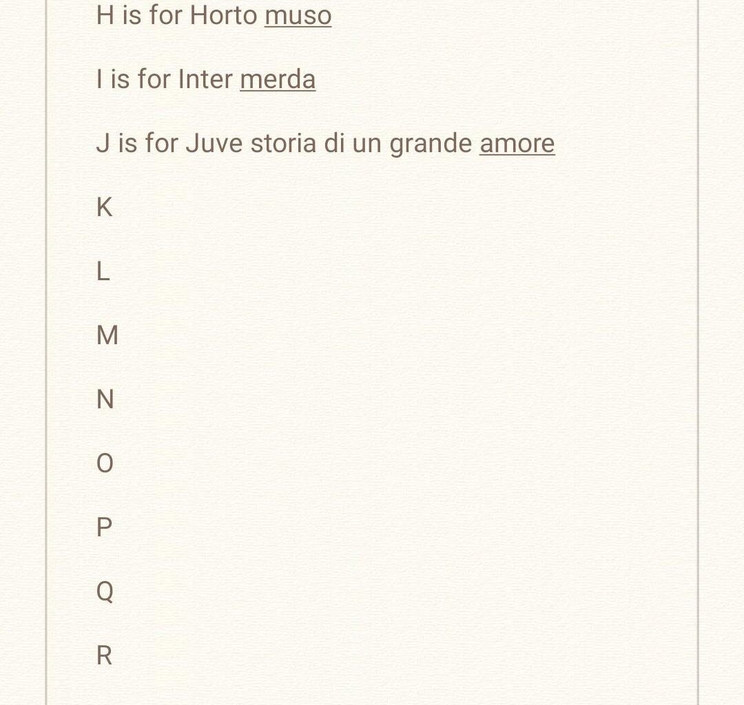 r/Juve's alphabet. J is for 🎶JUVE STORIA DI UN GRANDE AMORE. Let's continue with K!
