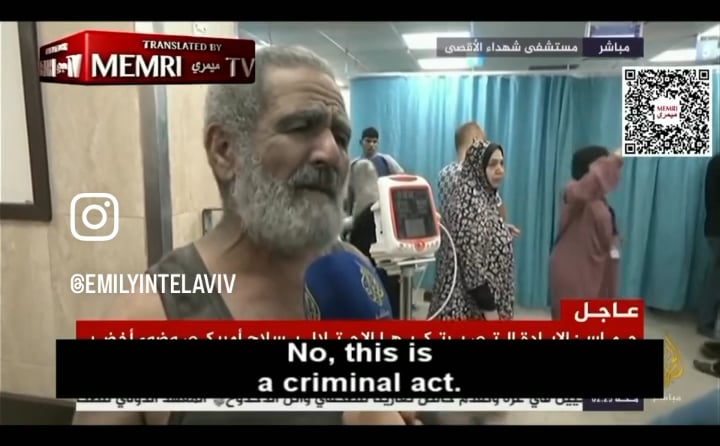 Gazan in hospital calls out Hamas for hiding behind human shields, says they should hide in hell, reporter tries to change the subject ASAP