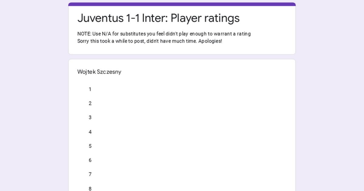 Juventus Inter: Player Ratings!