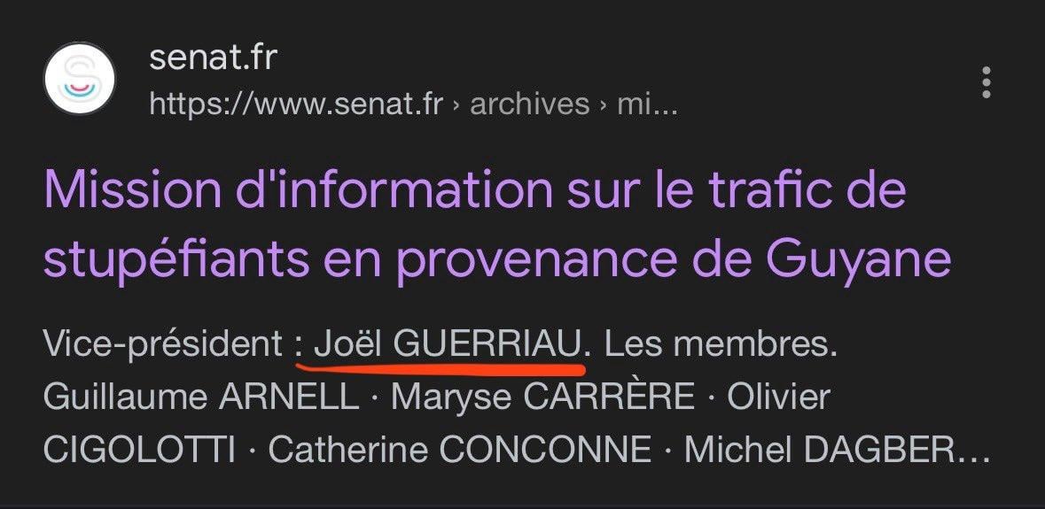 Le sénateur Joël Guerriau qui a drogué une députée, était membre d'une mission d’information sur le trafic de stupéfiants en provenance de Guyane