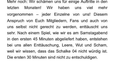 @Sky_Dirk: #Schalke - Mannschaft des #S04 wendet sich mit offenen Brief an die Fans: