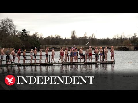 Swimmers compete in Christmas Day race at London's Hyde Park