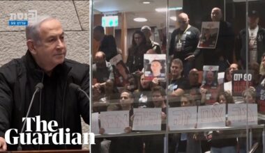 Netanyahu heckled by families of Hamas hostages during parliament speech