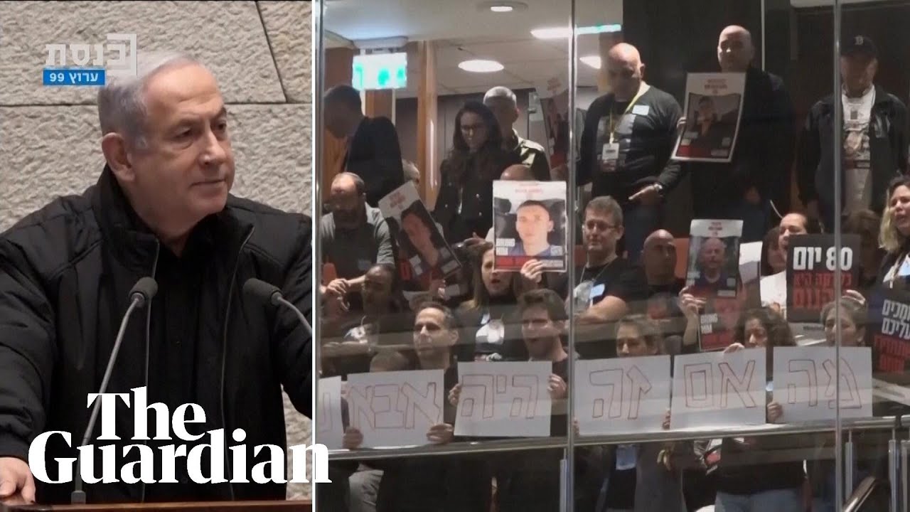 Netanyahu heckled by families of Hamas hostages during parliament speech