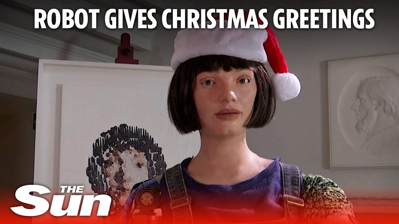 Robot artist Ai-Da gives Christmas greetings