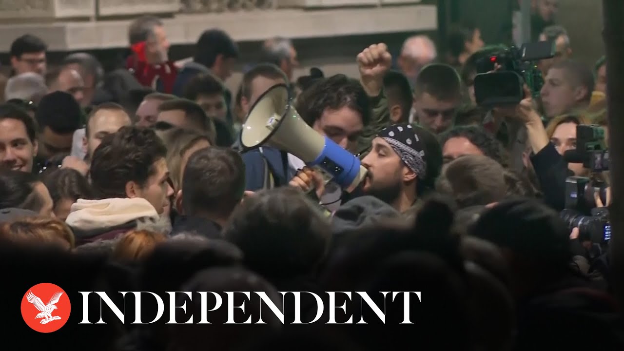 Serbian opposition supporters rally in Belgrade against election results