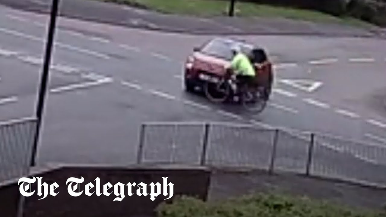 Elderly cyclist flips mid-air after driver ploughs into her