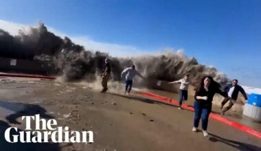 Unusually large waves hit the coast of California amid powerful storms