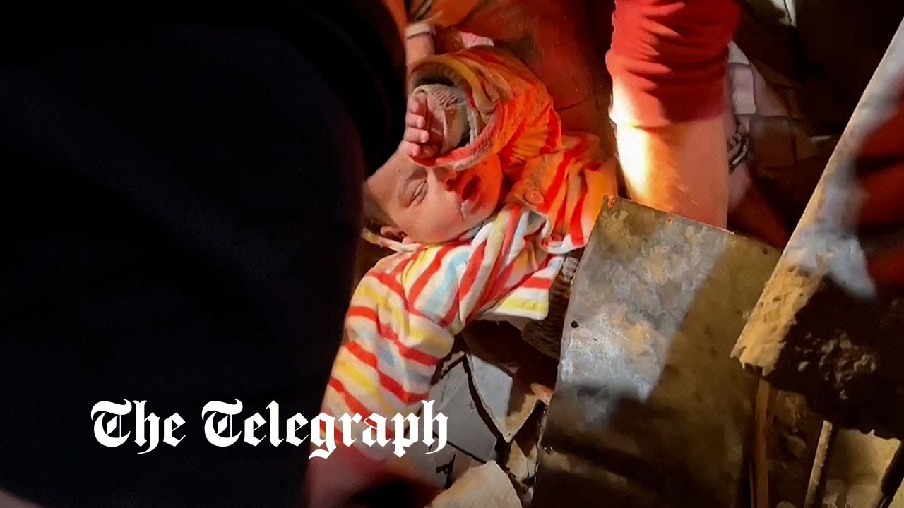Toddler pulled alive from rubble after Israeli air strike in Rafah, Gaza