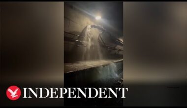 Floodwater gushes through tunnel near Ebbsfleet as Eurostar services cancelled
