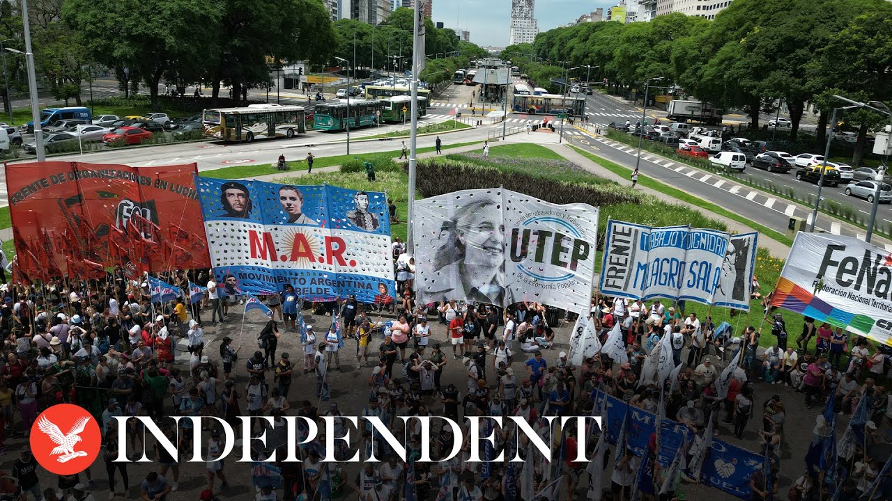Live: Workers protest against President Javier Milei's economic policy in Argentina