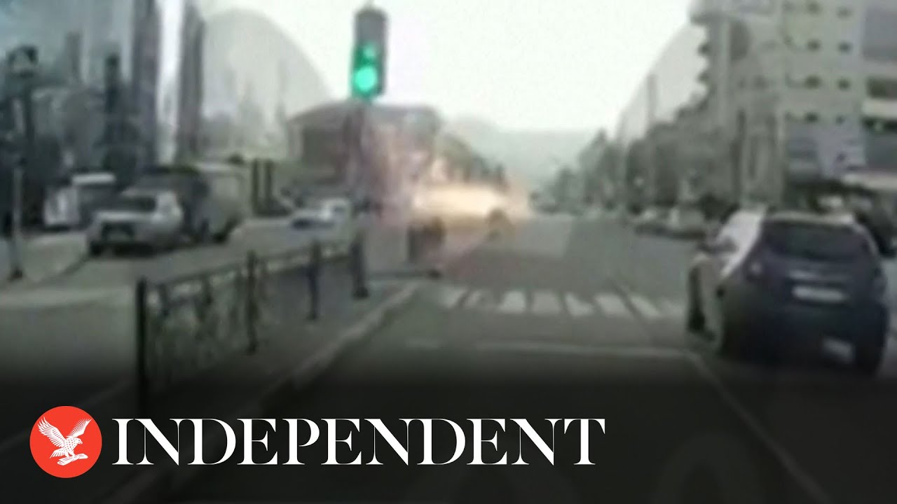 Explosions in Russian city caught on dashcam footage amid Ukrainian airstrikes
