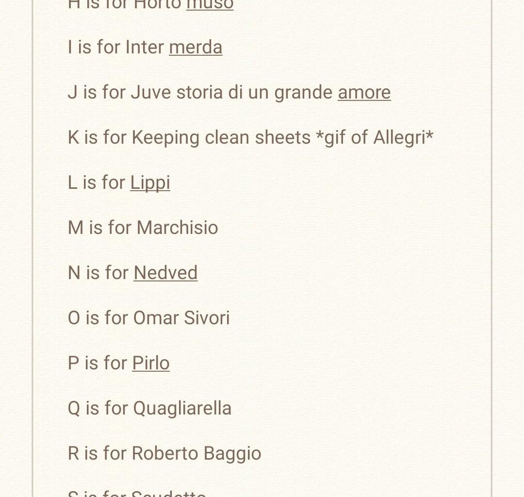 r/Juve's alphabet is complete. Thanks everybody!