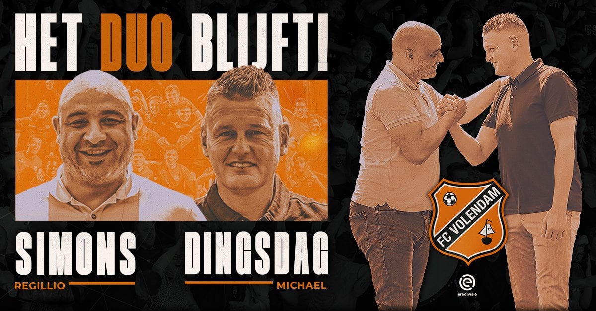 Official: FC Volendam appoints Regilio Simons and Michael Dingsdag as managers. Sign contract until 2025