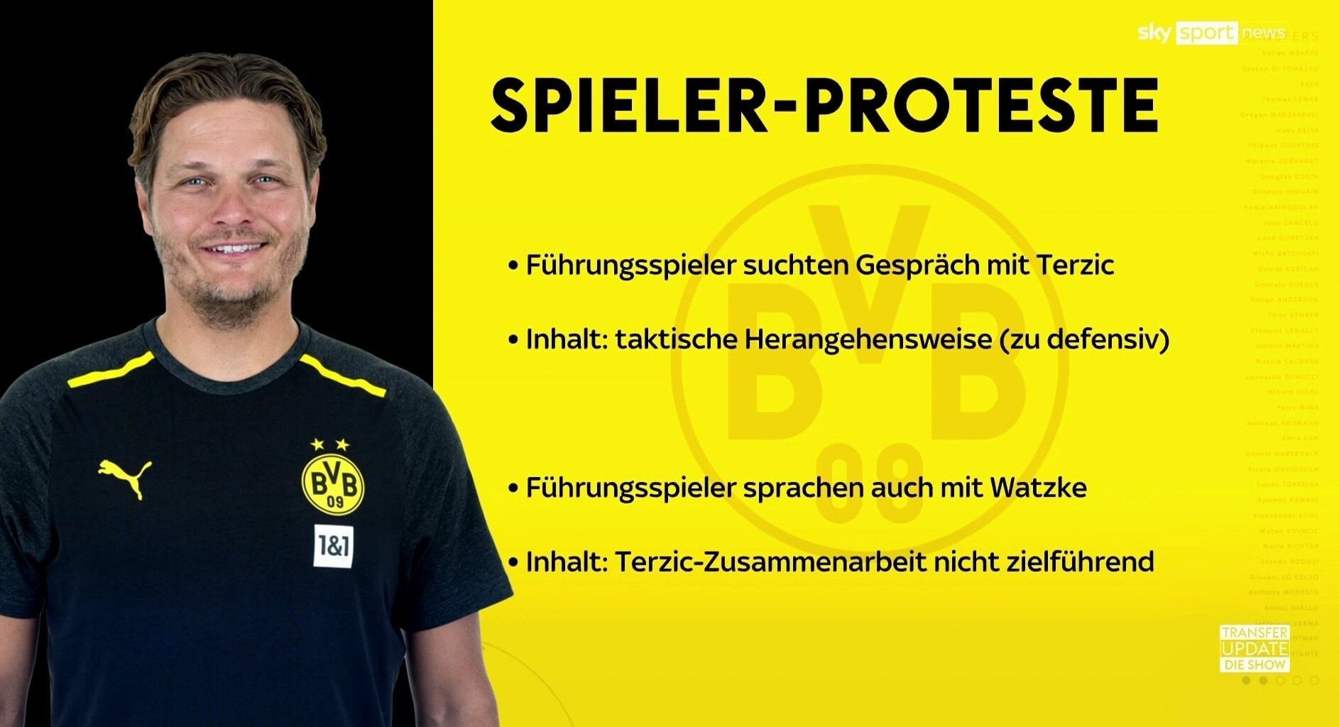 Proteste beim BVB: So sollen die Führungsspieler das gespräch mit Terzic gesucht haben. Die Spieler seien mit der herangehensweise (zu Defensiv) der Spiele unzufrieden. Auch mit Watzke sprachen die spieler. Die Zusammenarbeit mit Terzic sei nicht zielführend.