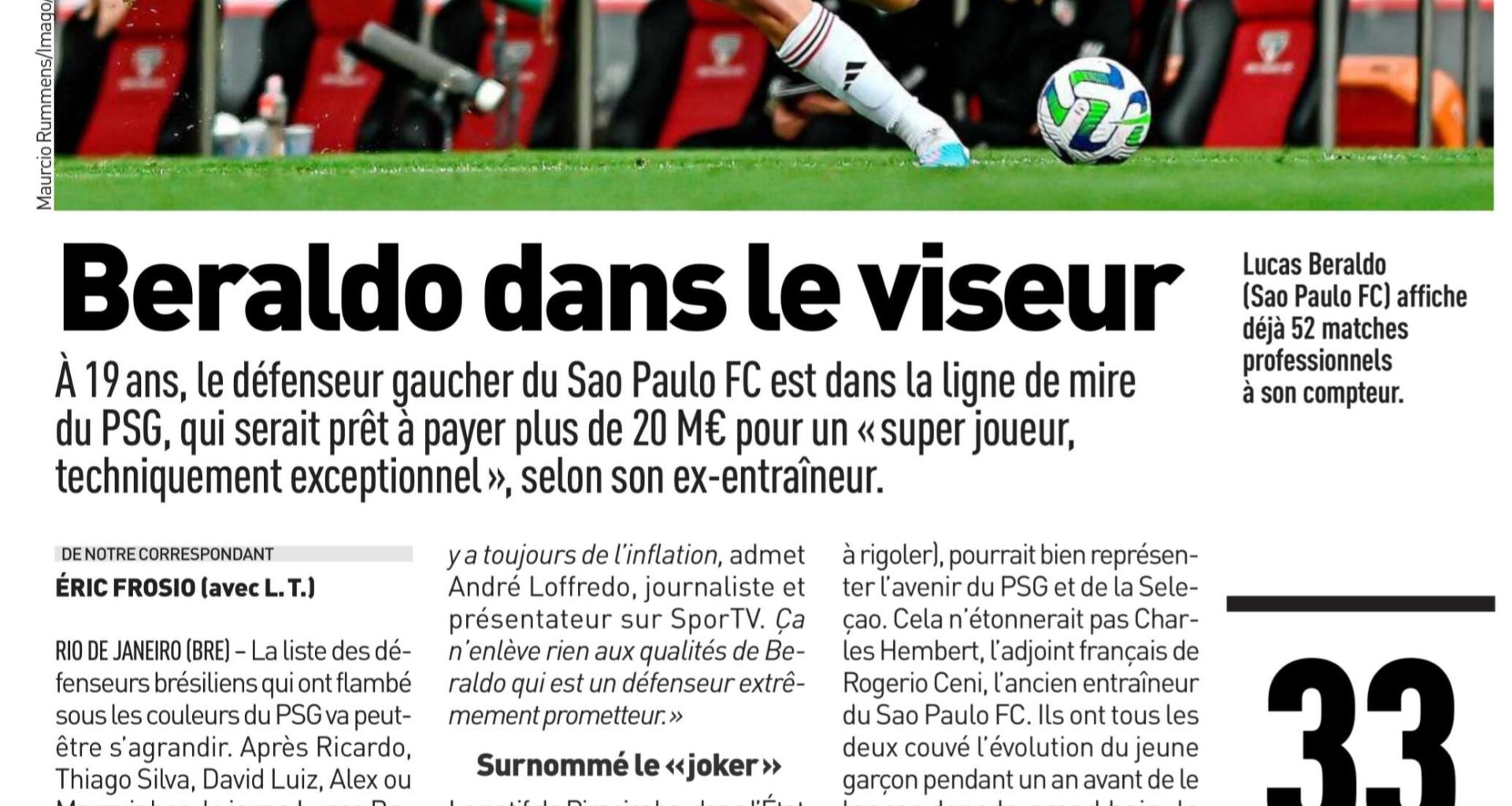 Beraldo dans le viseur (L'Équipe)