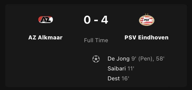 Quick-fire first 15 minutes puts PSV ahead of AZ and goes into the winter stop with a perfect record: 0-4