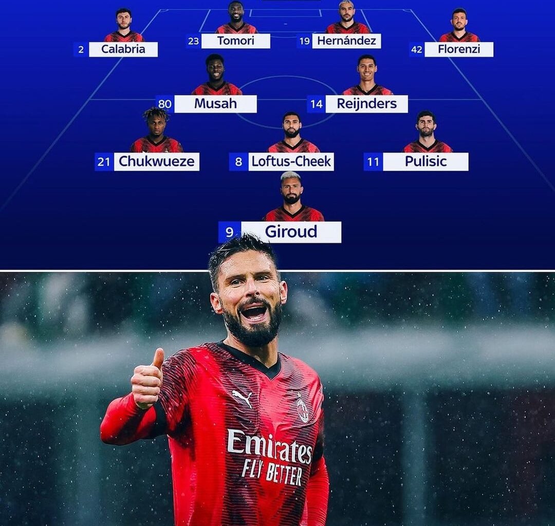A couple of expected lineups for the match vs Atananta. 4-2-3-1. Maignan, Florenzi, Theo, Tomori, Calabria, Reijnders, Adli/Musah, Pulisic, RLC, Chukwueze, Giroud.