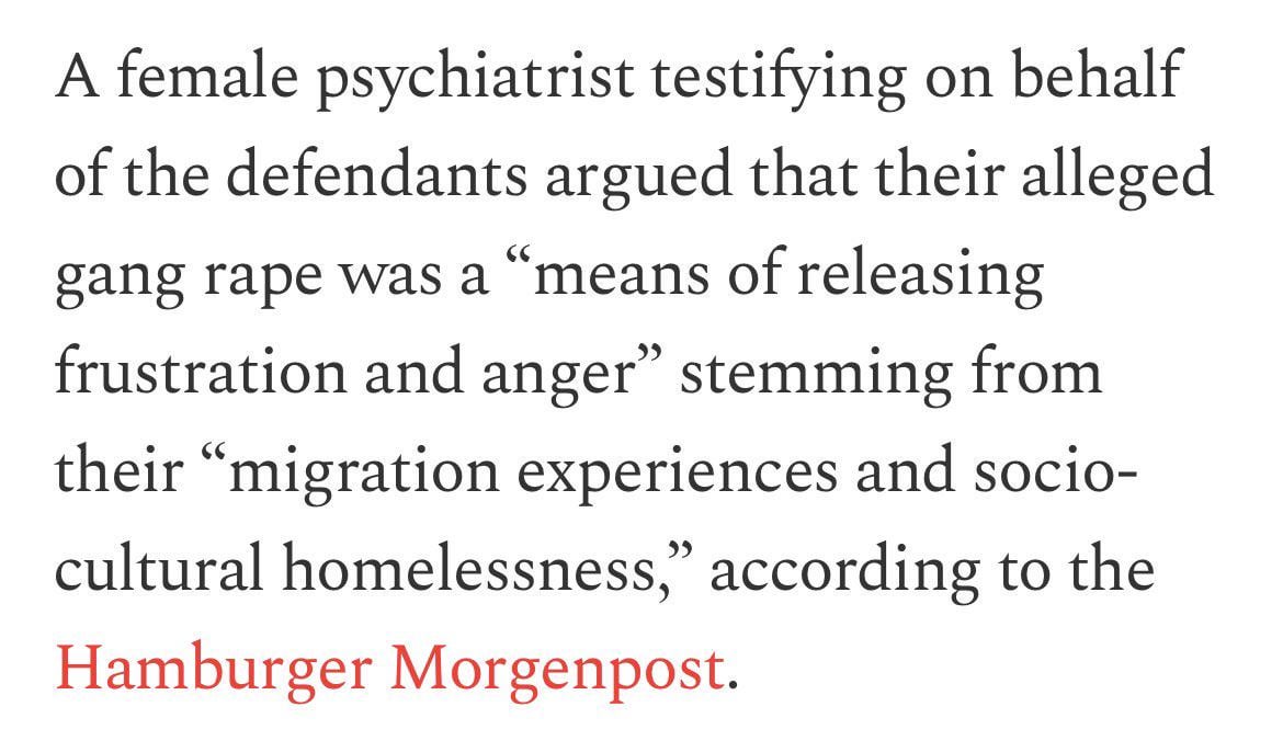 A 15 year-old girl was gang-raped for 2.5 hours by 9 men in Hamburg who filmed themselves doing it. After 18 months of trial *only one* of them will see jail (for less than 3 years). This was part of the defense that swayed the veredict
