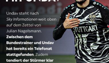 Deniz Undav trumpft beim VfB groß auf. Trifft er im kommenden Jahr auch für die deutsche Nationalmannschaft? Unter der Voraussetzung, dass der Stürmer weiter trifft, plant der Bundestrainer, ihn zu den nächsten beiden Länderspielen im März einzuladen.