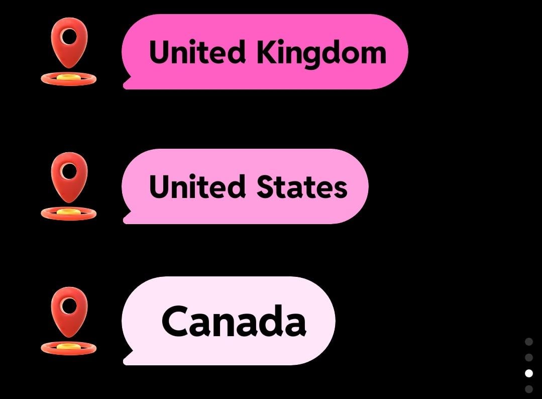 Top three countries which are in/interact with r/Scotland