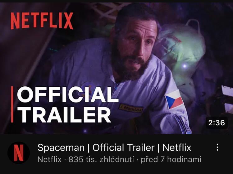 Adam Sandler jako český astronaut. Film Spaceman - bude na Netflixu