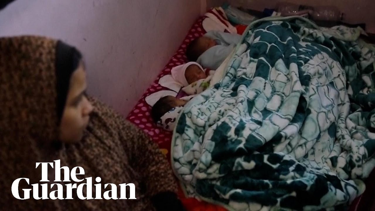Displaced woman gives birth to quadruplets in central Gaza