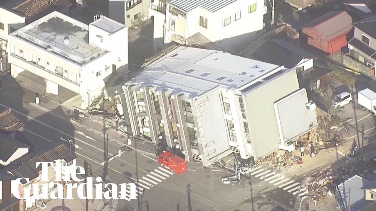 Aerial footage shows destruction in Japan after earthquake
