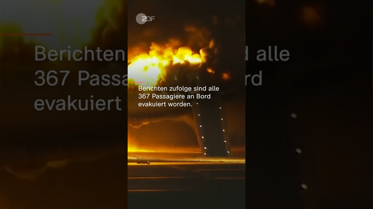 Tokio: Flugzeug fängt bei Landung Feuer | #shorts #flugzeugbrand #haneda