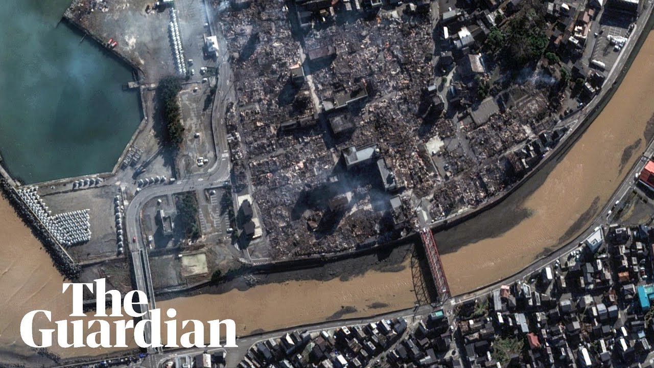Satellite images show devastation in Japan following a powerful earthquake