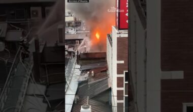Footage shows fire breaking out near railway station in southern Japan