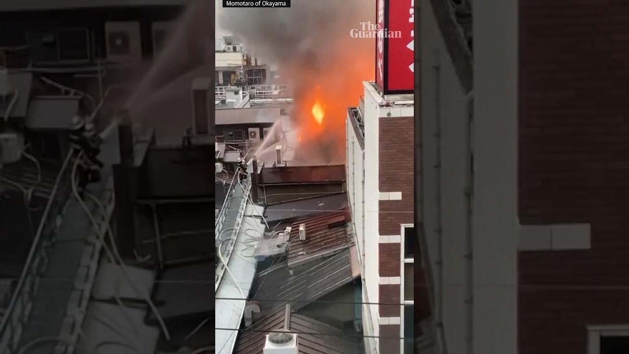 Footage shows fire breaking out near railway station in southern Japan