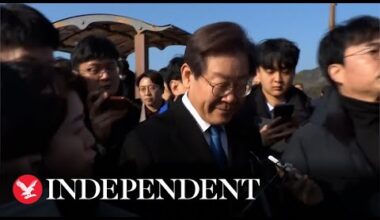 South Korean opposition leader Lee Jae-myung stabbed in neck as he speaks to reporters